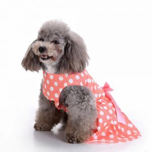 Pet Li ציוד ואביזרים לכלב בגדים לכלב Vintage Polka Dot Pet Clothes for Dog Dress Cat Vest Shirts