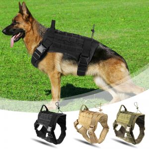 Pet Li ציוד ואביזרים לכלב בגדים לכלב Hunting Dog Military Camouflage Tactical Vest Pet Dog Clothes Outdoor Training Molle Dog Harness