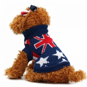Pet Li ציוד ואביזרים לכלב בגדים לכלב Union Jack Pet Clothes Dog Cat Puppy Winter Warm Knit Sweaters Coats Costume Apparel Dog Sweater