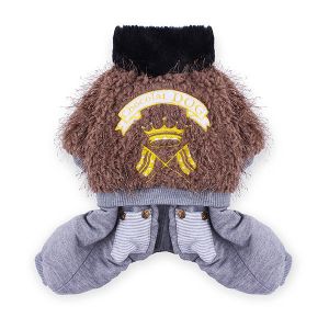 Pet Li ציוד ואביזרים לכלב בגדים לכלב Pet Dog Cat Thick Crown Fur Cotton Jumpsuit Clothes