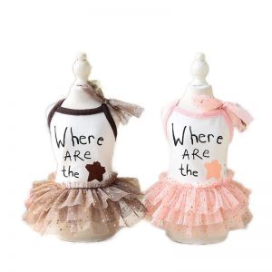 Pet Li ציוד ואביזרים לכלב בגדים לכלב Summer Dog Dress Star Pattern Lace Pet Skirt Puppy Cat Clothes Pets Princess Dresses