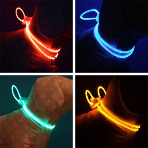 Pet Li ציוד ואביזרים לכלב קולר לכלב Colorful LED Pet Dog Collar Chain Luminous Light LED Dog Cat Night Light Collar