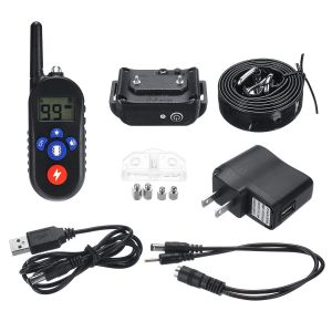Pet Li ציוד ואביזרים לכלב קולר לכלב 3 Modes Rechargeable Electronic Dog Stop Barking Trainer Training Collars LCD Display Waterproof Anti Barking Device 800m Remote C