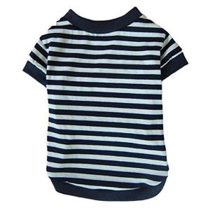 Pet Li ציוד ואביזרים לכלב בגדים לכלב Dog Shirt Fashion Summer Pet Dog Classic Wide Stripes T-shirt Doggy Clothes Cotton Pet T-shirt