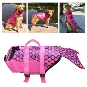 Pet Li ציוד ואביזרים לכלב בגדים לכלב Universal Dog Life Jacket Pet Swim Clothing Float Coat Safety Vest Mermaid Pet Vest