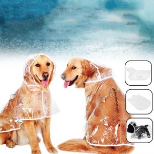 Pet Li ציוד ואביזרים לכלב בגדים לכלב PU Pet Clothes Waterproof Light Dog Raincoat Transparent PVC Rain Coat With Hood 