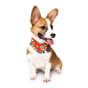 Pet Li ציוד ואביזרים לכלב קולר לכלב Yani PC1 Pet Ethnic Style Bell Collar Colorful Cute Pet Dog Fashion Collar Cotton Dog Grooming