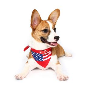 Pet Li ציוד ואביזרים לכלב קולר לכלב Yani HG-PLJ1 Pet Dog American Flag Collar Pet PU Canvas Decorative Cool Collar 