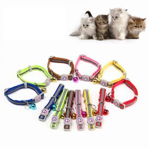 Pet Li ציוד ואביזרים לכלב קולר לכלב 12Pcs/Lot Adjustable Pet Cat Safety Collar with Bell Reflective Breakaway Cat Dog Collar