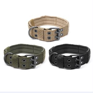 Pet Li ציוד ואביזרים לכלב קולר לכלב Adjustable Training Dog Collar Nylon Tactical Dog Collar Military With Metal D Ring Buckle