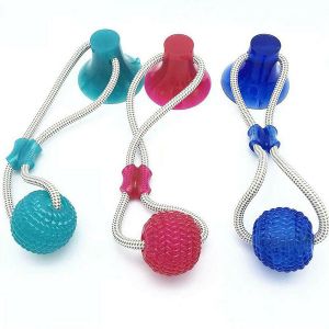 Pet Li ציוד ואביזרים לכלב צעצועים לכלב Multifunction Pet Molar Bite Toys + Suction Cup Dog/Cat Funny Cute Playing Ball