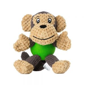 Pet Li ציוד ואביזרים לכלב צעצועים לכלב Plush Squeaky Pet Toys with Durable Chew Rubber Ball Body for Dogs Puppy Teething  Interactive Toy