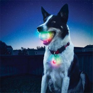 Pet Li ציוד ואביזרים לכלב צעצועים לכלב Yani Pet Dog Training Electronic LED 7 Color Flashing Luminous Dog Teeth Grinding Ball Glitter Interactive Toy