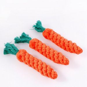 Pet Li ציוד ואביזרים לכלב צעצועים לכלב Creative Environmental Simulation Carrot Cat Dog Knot Double Knot Cotton Rope Pet Dog Chewing Toy