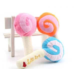 Pet Li ציוד ואביזרים לכלב צעצועים לכלב Dog Puppy Chew Toy Squeaky Plush Sound Cute Lollipop Design Squeaking Honking Cachorro Pet Toys Puppies Dogs Squeaker