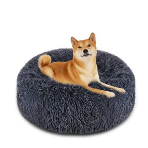 Pet Li ציוד ואביזרים לכלב מיטות לכלב Dog Pet Bed Cat Bed Faux Fur Cuddler Round Comfortable Size Ultra Soft Calming Bed for Dogs and Cats Self Warming Indoor Snooze Sl