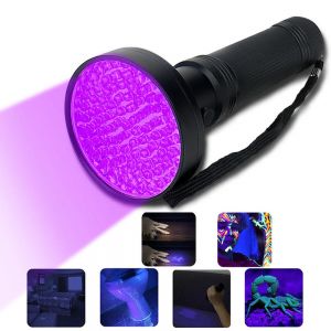 Pet Li ציוד ואביזרים לכלב מיטות לכלב UV Flashlight 10W 100 LEDs 395nm UV LED Torch Back Detector Light for Dog Cat Urine Pet Stains Bed Bugs Scorpions 