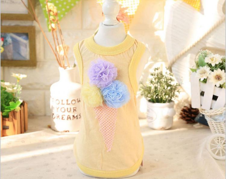 Pet Li ציוד ואביזרים לכלב בגדים לכלב Flower Ice Cream Dog Vest T-Shirts Pet Products Summer Clothes For Dog Pet Dog Clothing