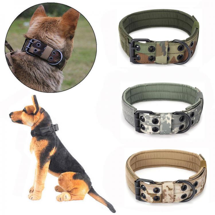 Pet Li ציוד ואביזרים לכלב קולר לכלב XL Tactical Military Adjustable Dog Training Collar Nylon Leash w/Metal Buckle
