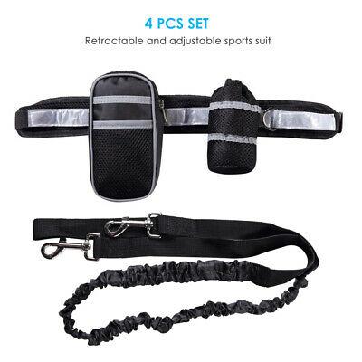 Pet Li ציוד ואביזרים לכלב רצועת ריצה לכלב    NEW 4PCS Dog Leash Running Traction Rope Set Sports Suit Reflective Strap Black