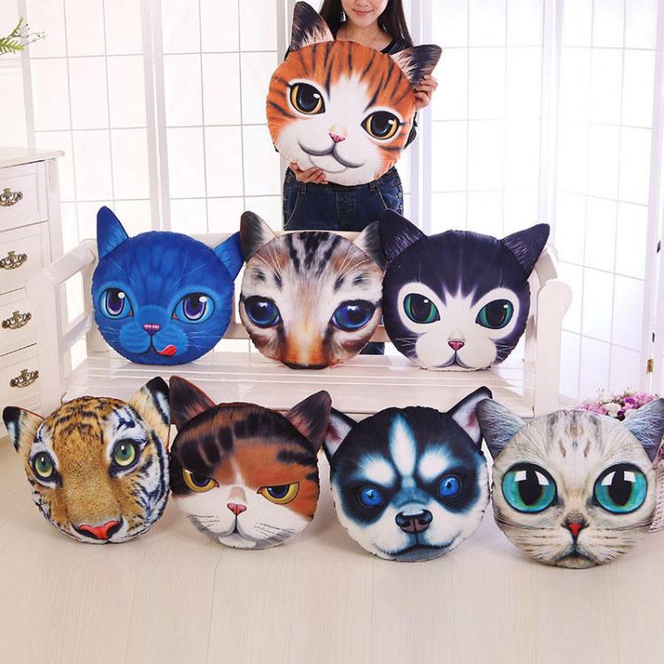 Pet Li ציוד ואביזרים לכלב צעצועים לכלב Creative Funny 3D Dog Cat Head Pillow PP Cotton Simulation Animal Cushion Birthay Gift Trick Toys