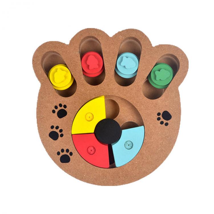 Pet Li ציוד ואביזרים לכלב צעצועים לכלב Wooden Paw Bone Shape Pet Dog Cat Feeding Toy Board Funny Training Board Pet Toys
