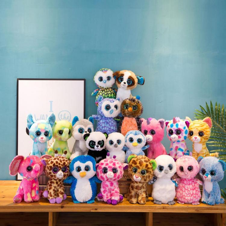 Pet Li ציוד ואביזרים לכלב צעצועים לכלב 15cm Dog Bird Fish Bunny Penguin Raccoon Lamb Plush Big-eyed Stuffed Animal Doll Toy with Heart Tag